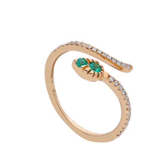 Anello Gioielleria Dossena  Donna in Oro Smeraldi+Diamanti 0.07 Ct 282546SR - 282546SR